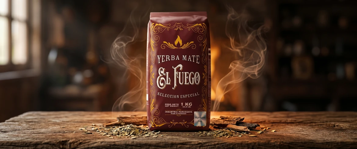 El Fuego, emballage en papier de 1 kg – une yerba mate puissante et intense, conditionnée à la source.