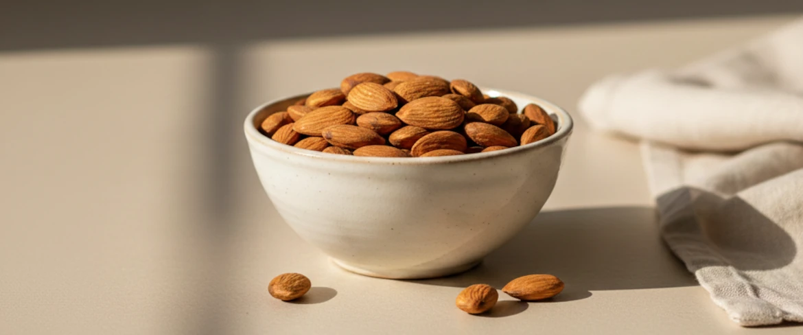 Les amandes sont-elles allergènes ? Amandes naturelles sur fond clair