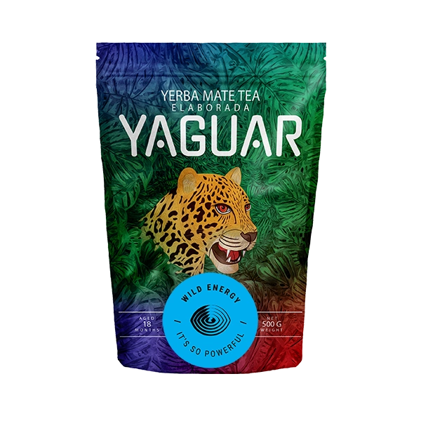 Yerba mate argentine corsée « Yaguar Wild Energy » en sachet doypack.