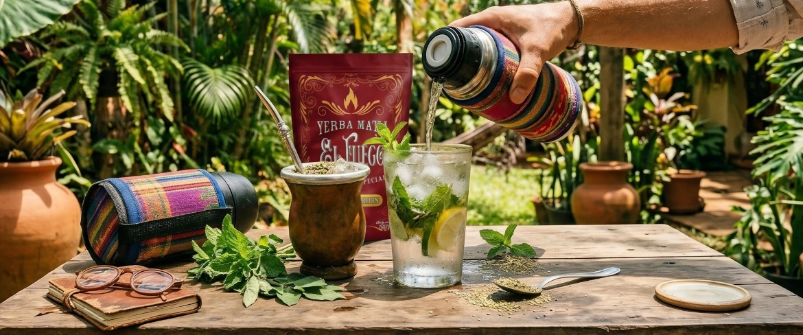 Tereré – une boisson paraguayenne à base de yerba mate, servie froide, rafraîchissante, agrémentée d'herbes et d'agrumes