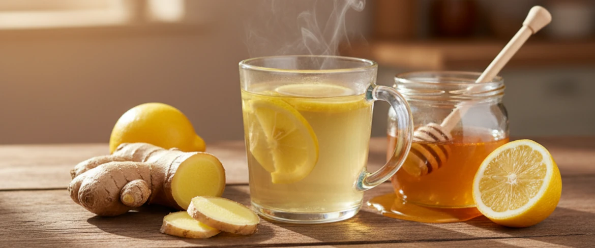 Thé au gingembre, miel et citron