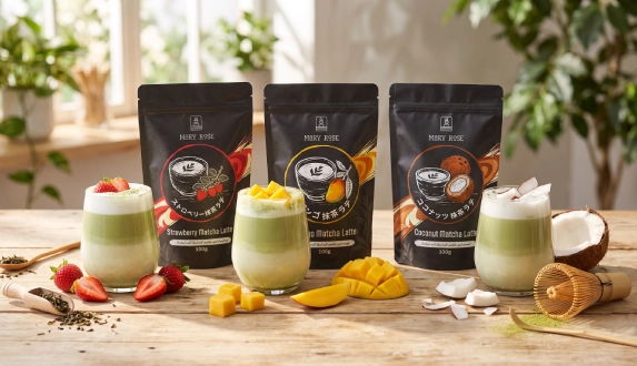 Latte au matcha Mary Rose – matcha aromatisé aux fruits et à la noix de coco