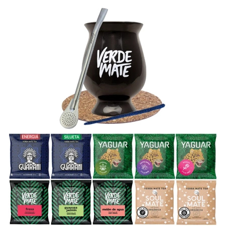 Set Yerba Verde Mate Green 500g Calebasse 10x50g