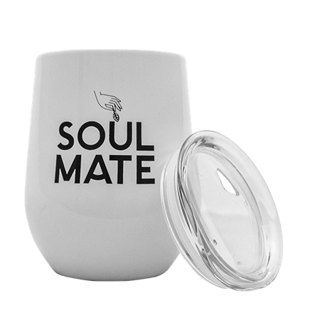 TermoLid – récipient en acier avec couvercle– motif Soul Mate (blanc) – 350 ml