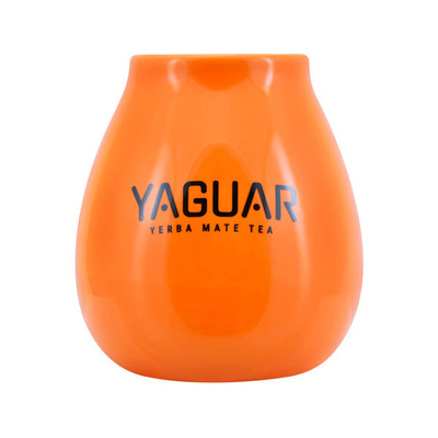 Calebasse en céramique orange avec logo Yaguar - 350 ml