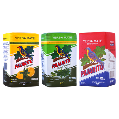 Set de Yerba Maté : Pajarito Elaborada Con Palo + Saborizada + Hierbas Naturales 3 x 500g
