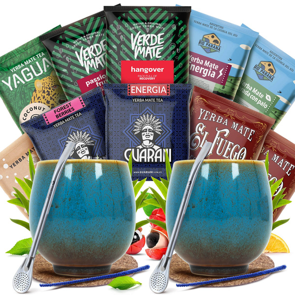 Yerba Maté Set POUR DEUX Calebasse Bombilla