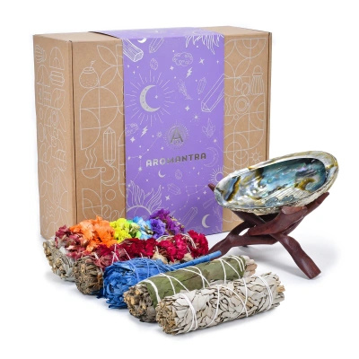 Coffret cadeau ésotérique : encens naturel de sauge blanche + accessoires