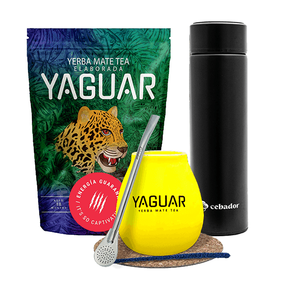 Set Yerba Maté Yaguar Energia 500g 0,5 kg thermos