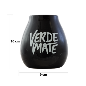 Calebasse à maté en céramique avec logo Verde Mate (noire) 350 ml