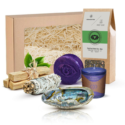 Coffret pour chakra du troisième œil (Ajna) : thé du chakra + encens + bougie