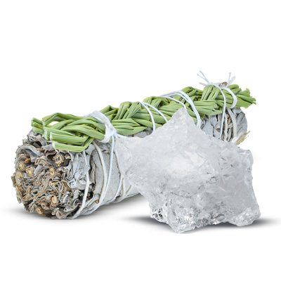 Set de méditation : encens de sauge blanche + cristal de roche