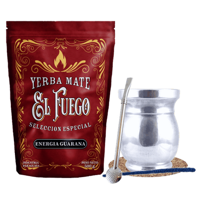 Set de Maté : El Fuego Energia Guarana 500g + Palo Santo + Bombilla