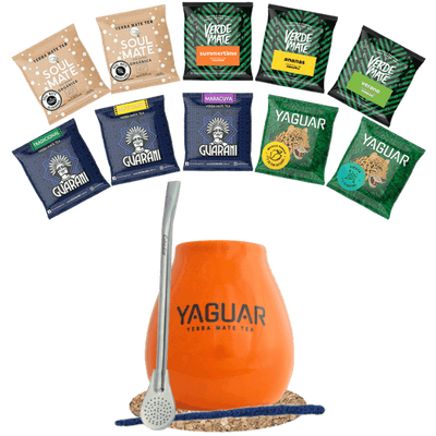 Set de Maté : Calebasse + Bombilla + Échantillons 10x50g