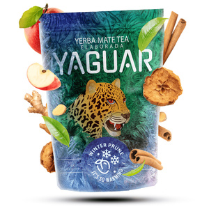 Coffret cadeau de Noël yerba mate Yaguar Winter Prune 500g + calebasse et bombilla