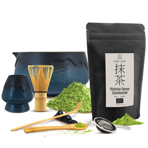 Coffret cérémonial pour préparer le thé matcha : matcha BIO japonais 30g + accessoires
