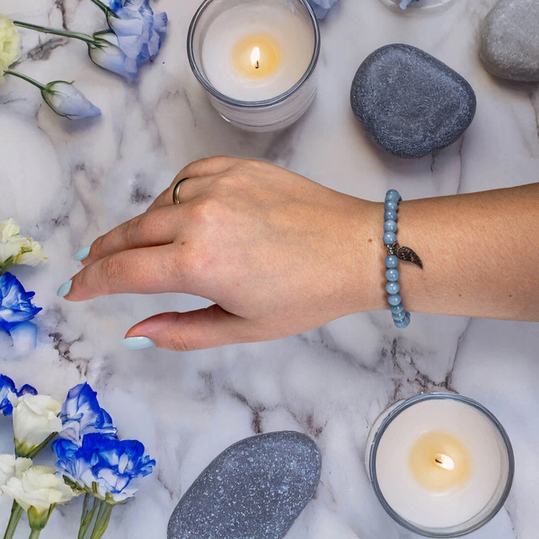 Bracelet en angélite – Aile d'Ange