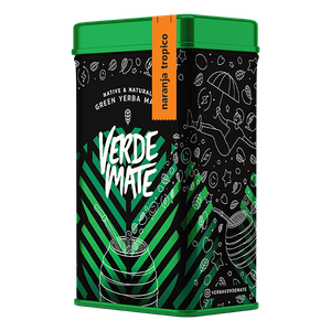 Yerbera – Boîte en métal + Verde Mate Green Naranja Trópico 0,5 kg