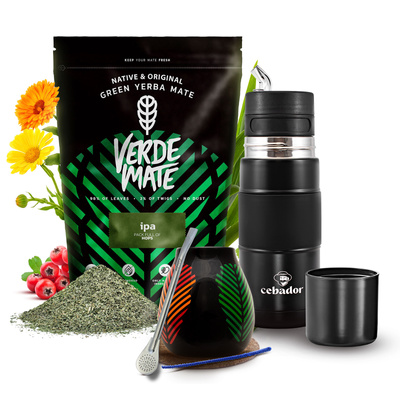 Set de Maté Verde Mate IPA 500g 0,5kg Yerbomos + Calebasse + Bombilla