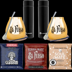 Set de yerba Mate pour couples PREMIUM calebasse Thermos