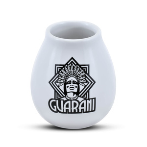 Calebasse en céramique blanche avec logo Guarani - 350 ml