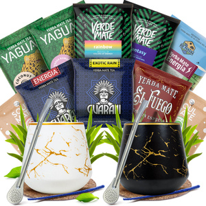 Coffret Yerba Maté pour deux : échantillons 10x50g 2x Calebasse + 2x Bombilla