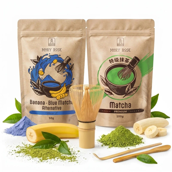 Kit pour Matcha Latte coloré : Matcha + Blue Matcha + accessoires