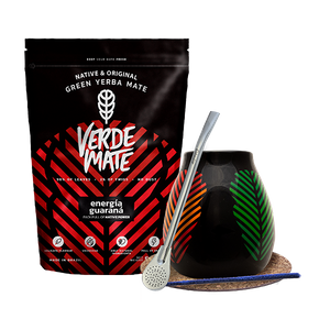 Set de Maté : Verde Mate Energía Guaraná 500g + Calebasse + Bombilla