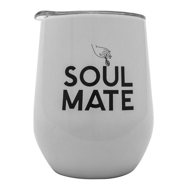TermoLid – tasse isotherme pour yerba maté avec couvercle – Soul Mate (blanche) – 350 ml
