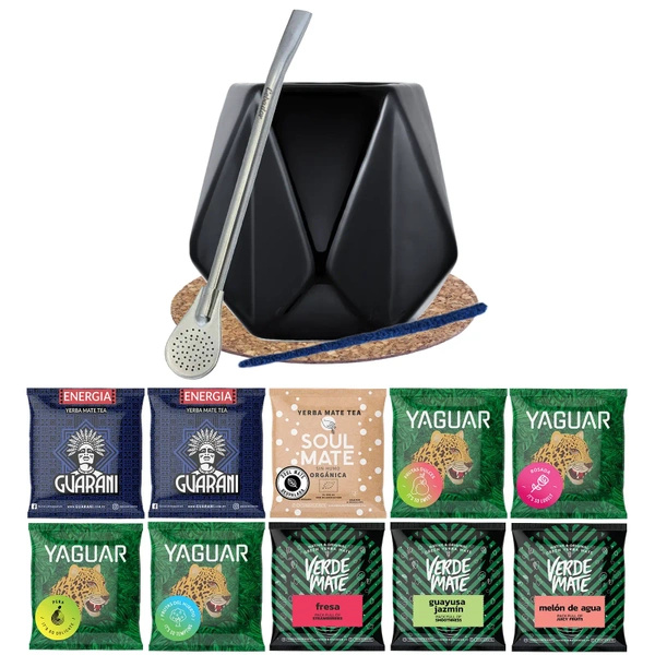 Set Yerba Verde Mate Green 10x50 Matero Diamente