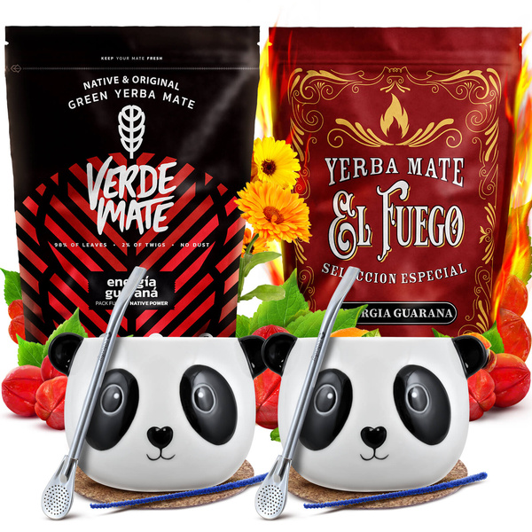 Yerba Maté Set POUR DEUX Calebasse Bombilla 1000g