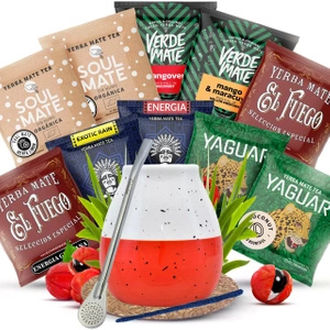Yerba Mate set 10x50g Calebasse + Bombilla