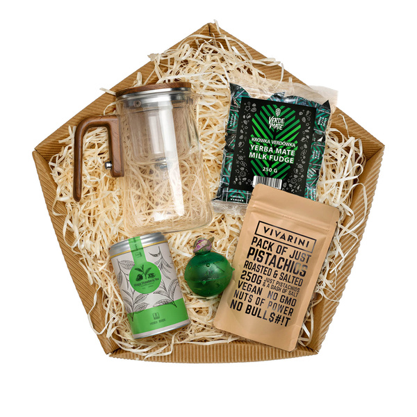 Coffret cadeau – panier gourmand: thé + douceurs + accessoires