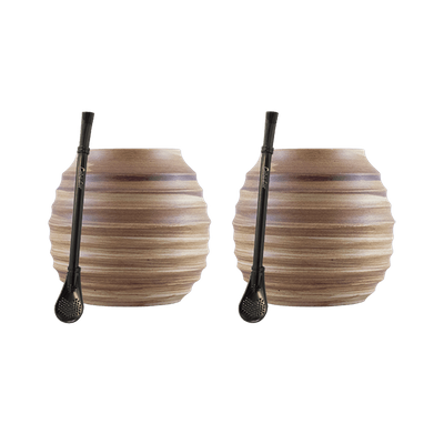 Yerba Mate Set d'accessoires : 2x Calebasse + 2x Bombille
