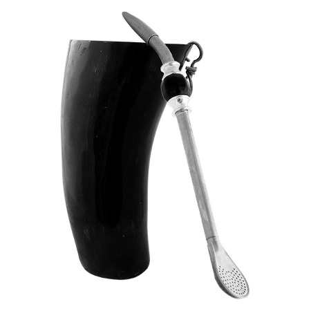 Guampa Mate Cup (Dark) + Bombilla Grande Black