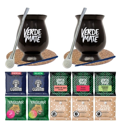 Set Bombilla une calebasse pour Deux Yerba Mate 10x50g