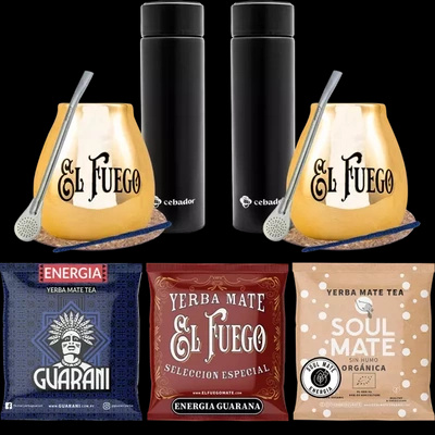Set de yerba Mate pour couples PREMIUM calebasse Thermos