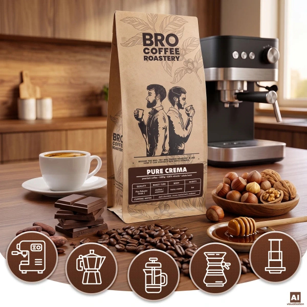 Bro Coffee Roastery – Café en grains Pure Crema 1 kg