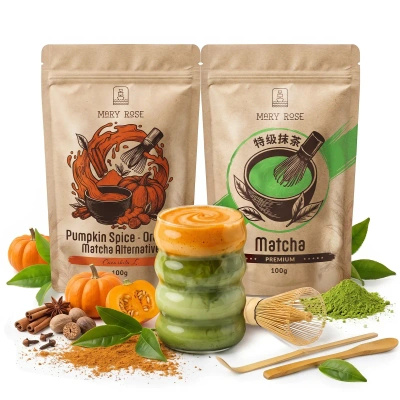 Kit pour Matcha Latte coloré : Matcha + Orange Matcha + accessoires