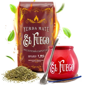 Set de Maté : El Fuego Elaborada 1kg + Calebasse + Bombilla