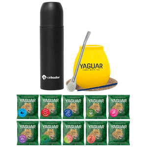Set Yerba Mate Yaguar 500g 10x50g Yerbomos 5.0