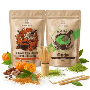 Kit pour Matcha Latte coloré : Matcha + Orange Matcha + accessoires