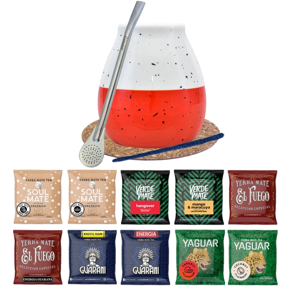 Yerba Mate set 10x50g Calebasse + Bombilla