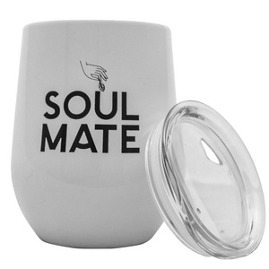 TermoLid – tasse isotherme pour yerba maté avec couvercle – Soul Mate (blanche) – 350 ml
