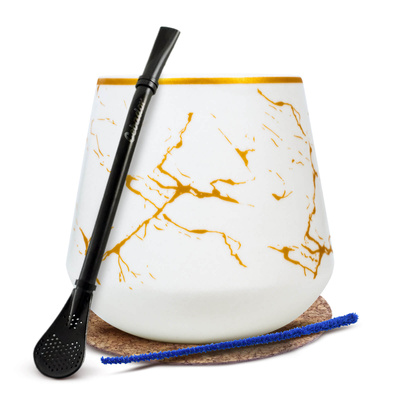 Coffret d’accessoires pour maté : Calebasse + Bombilla
