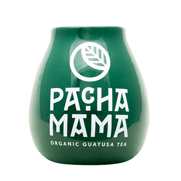 Calebasse à maté en céramique avec logo Pachamama (verte) 350 ml