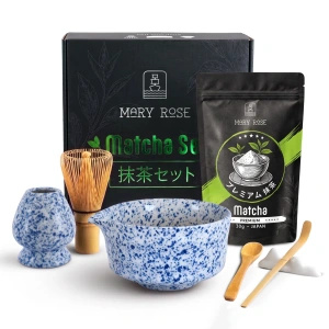 Coffret cadeau : matcha japonais premium + matchawan + accessoires en bambou