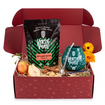 Coffret cadeau de Noël yerba mate Verde Mate Let's Get Warm 500g + calebasse et bombilla