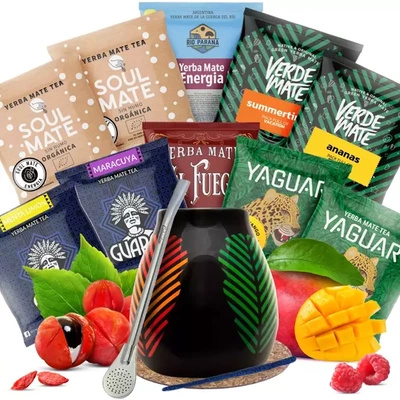 Set de Maté : Calebasse + Bombilla + Échantillons 10x50g