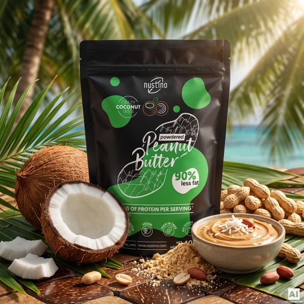 Lot de beurre de cacahuète en poudre Nustino : Classic + Coconut 2x400g